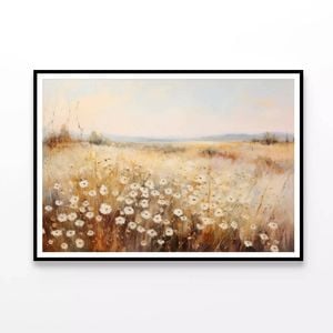 Daisy Field Painting with a Sky  Print 100% Australian Made 90x60cm  (Poster)