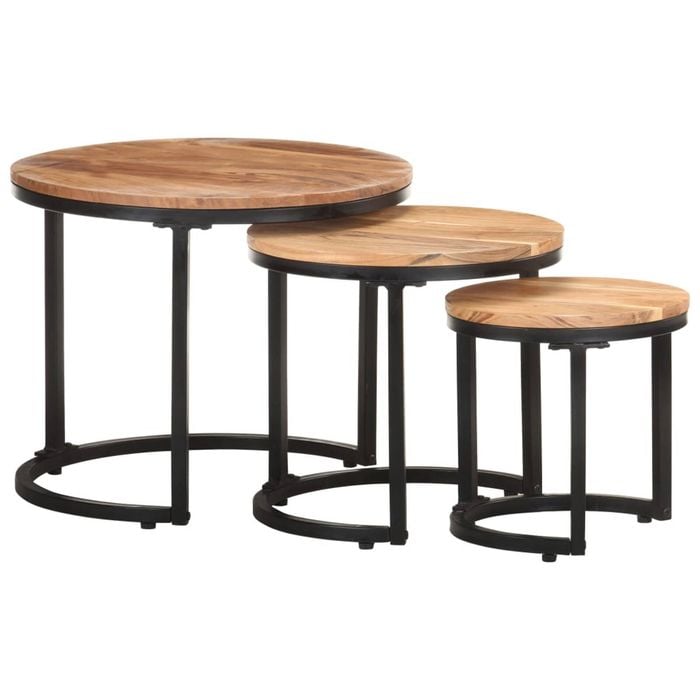 vidaXL 3x Solid Side Tables Accent Couch Table Furniture