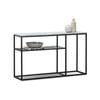 Ebonie 130cm White Marble & Black Shelf Console Table