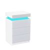 Glansig Bedside Table with LED Light - White