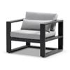 Santorini 1 Seater Outdoor Aluminium Arm Chair Charcoal & Textured Olefin Grey Cushions