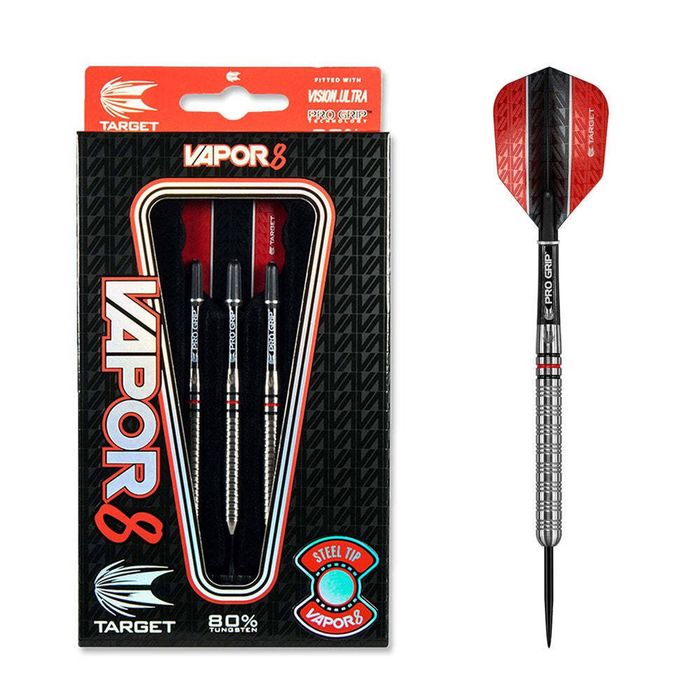14pc Target Vapor8 22g Swiss Point 80% Tungsten Darts Black/Red