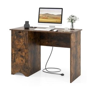 Costway Study Writing Workstation Laptop Table Computer Desk Brown