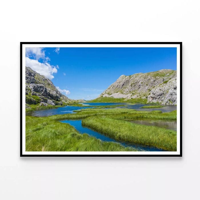 River Flowing with Mountains  Print 100% Australian Made 120x90cm  (Poster)