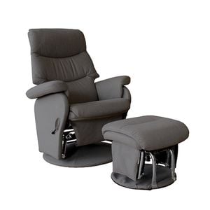 Manhattan Feeding Glider Chair & Ottoman - Charcoal Fabric