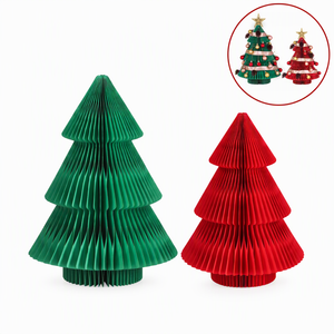 Jingle Jollys 2pcs 47&61cm Tabletop Christmas Tree with Decorations Green&Red
