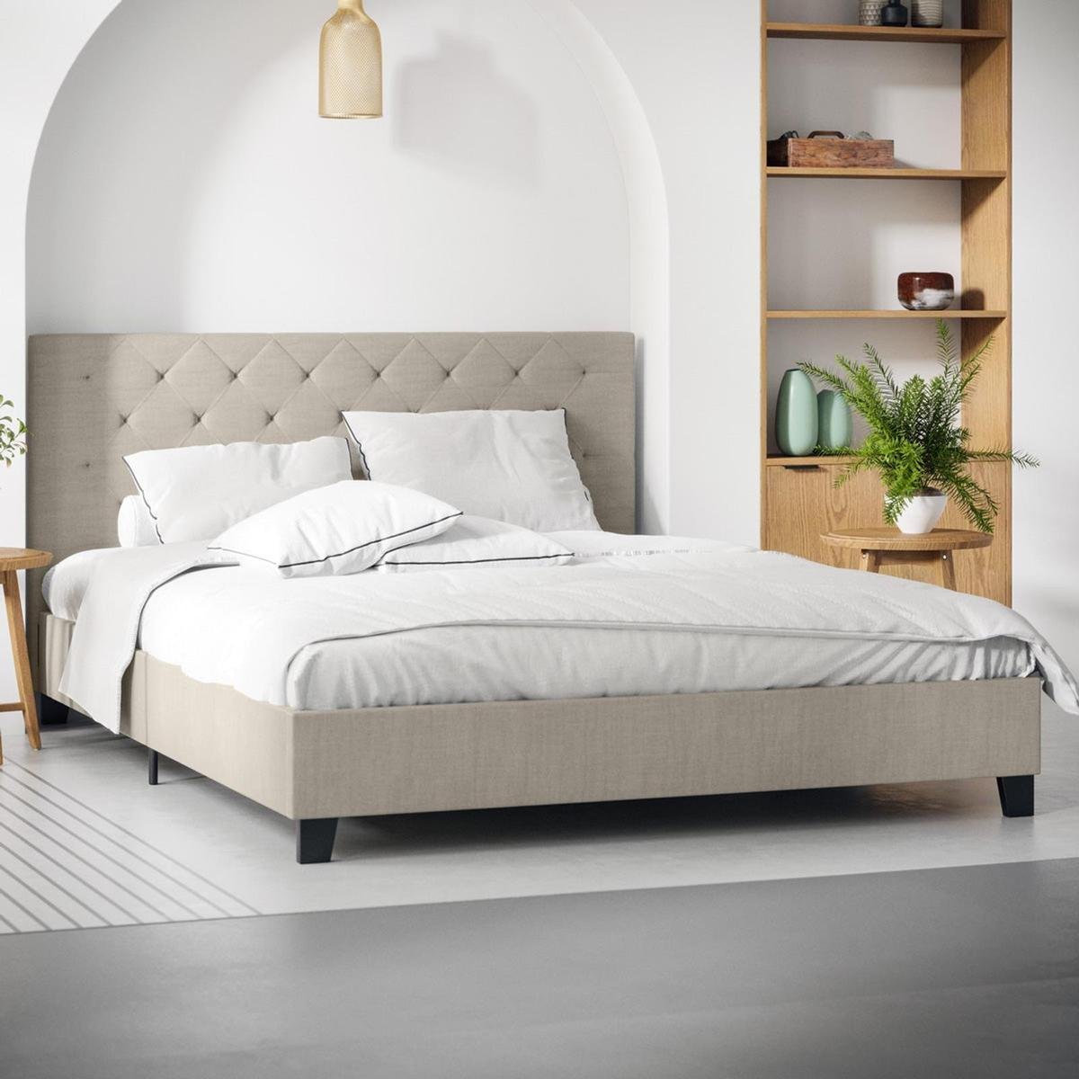 Casper Queen Beige Bed Frame - Bunnings Australia