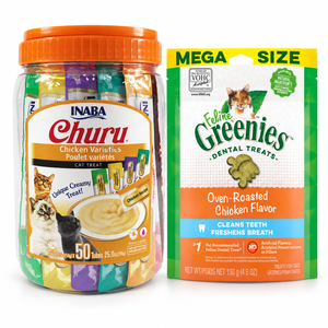 Inaba Churu Chicken Variety 50 Tubes + GREENIES Chicken 130g | Cat Treat Variety Pack