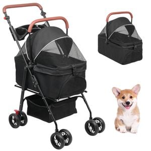 Advwin 3in1 Pet Stroller Dog Cat Carrier Travel Large Pushchair Fold Adjustable 4 Wheel