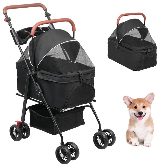 Advwin 3in1 Pet Stroller Dog Cat Carrier Travel Large Pushchair Fold Adjustable 4 Wheel