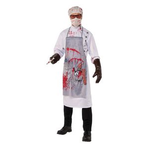 Mad Scientist Halloween Costume Adult Bloody Lab Coat with Mask Hat Glasses and Gloves, Standard