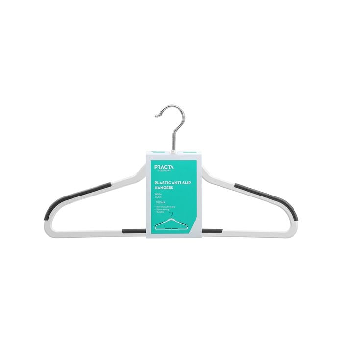 Practa White Anti Slip Plastic Hangers - 10 Pack 
