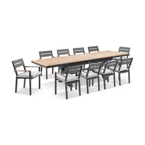 Austin Table 10 Capri Chairs Charcoal & Olefin Grey Cushions