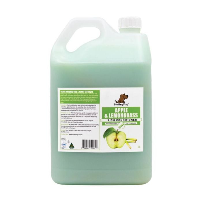 Smiley Dog Pet Grooming Cleaning Conditioner Bottle 5L Apple & Lemongrass