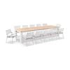 Balmoral 3.55m Teak Top Aluminium Table White With 12 Kansas Dining Chairs & Sunbrella Beige Cushions