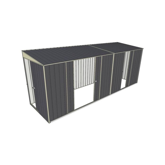 Build-a-Shed 1.5 x 5.2 x 2m Sliding Door Tunnel Shed with 3 Sliding Side Doors - Grey