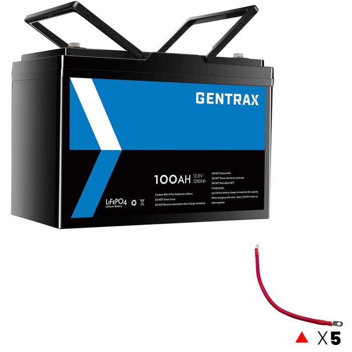 Gentrax 12v 100ah Lithium Battery + 5x 4awg 0.3m Cable