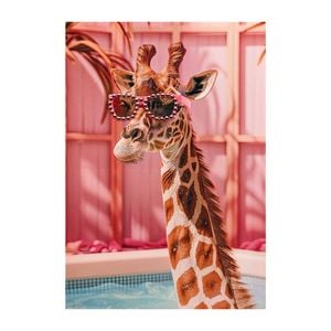 P&P Multicolour Giraffe Acrylic Wall Art With Glossy Finish For Modern Home Interiors