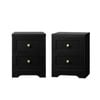 Oikiture 2 X Bedside Tables Hamptons Furniture Storage Cabinet Black