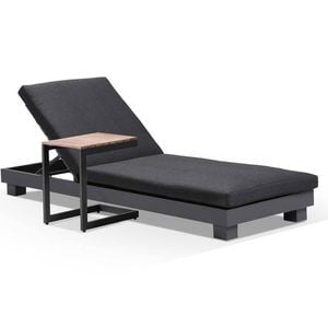 Outdoor Santorini Aluminium Sun Lounge W/ Side Table In Charcoal