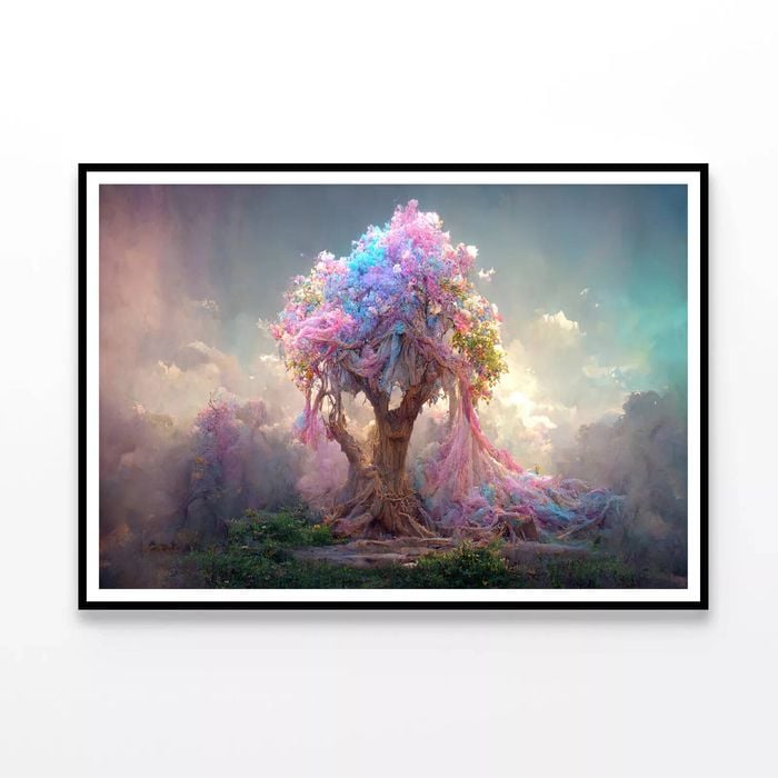 Tree in Pink-Blue Colors   Print 100% Australian Made 90x60cm  (Poster)