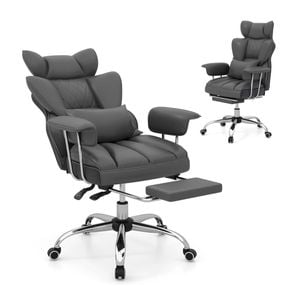 Costway 180kg Big Office Chair Executive Desk Chair Grey