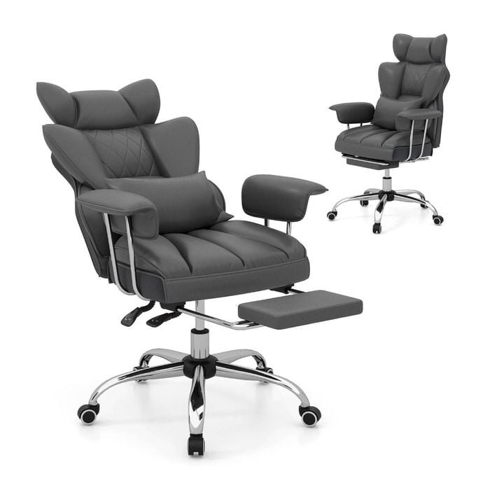 Costway 180kg Big Office Chair Executive Desk Chair Grey