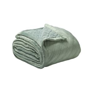 Bianca Mansfield Single/Double Velvet/Sherpa Bed Quilt Blanket - Sage