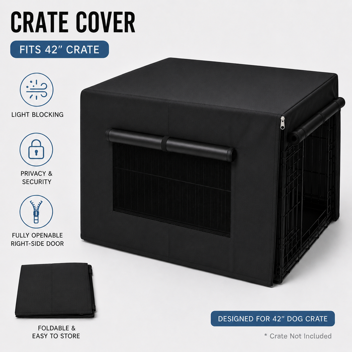YES4PETS 42' Dog Cat Rabbit Collapsible Crate Pet Cage Canvas Cover-Black
