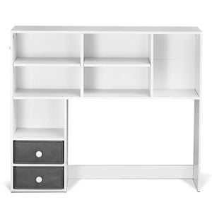Vevor 94 X 25.4 X 79.2 Cm Desktop Bookshelf White 3 Tier With Two Fabric Drawers For Office Home
