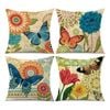 Catzon 4 Pcs Linen Throw Pillow Covers Watercolor Flower for Bed Sofa Decor 40X40cm