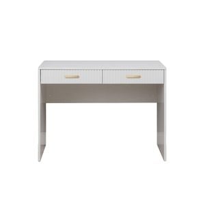 European Cabinetry White Fluted Oval Brass Odessa Desk