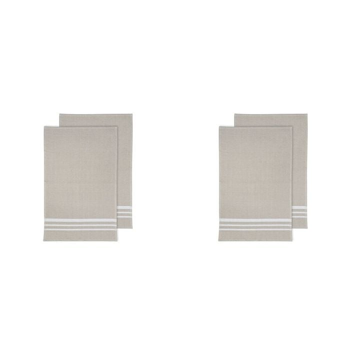 2x 2pc Ladelle Terry 100% Cotton Kitchen Dish Drying Towel Set Reusable Stone