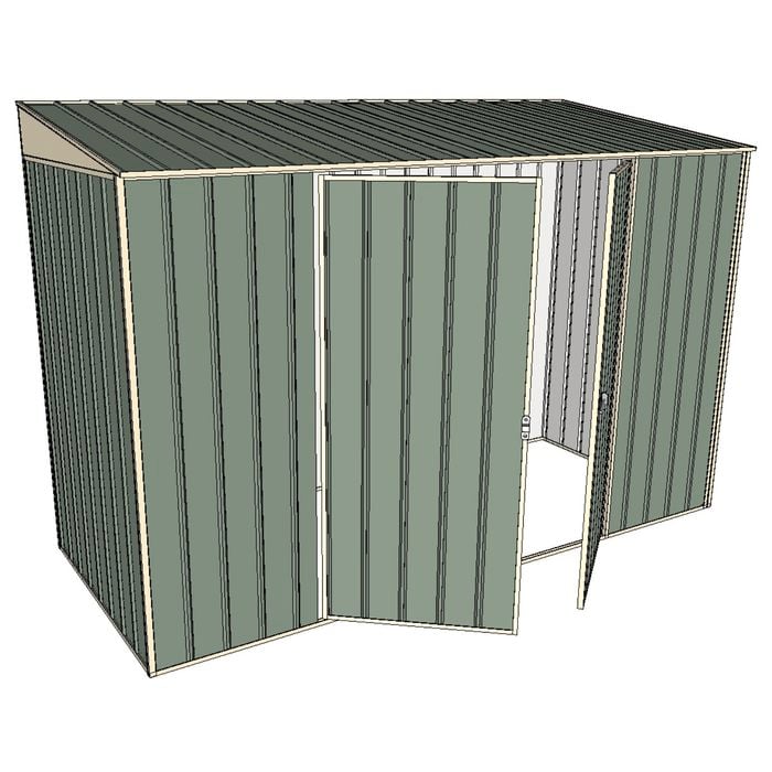 Build-A-Shed 1.2 x 3.0 x 2.0m Skillion Double Hinged Side Doors Shed - Green