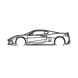 Ignite Laser Chevrolet C8 Corvette Silhouette Metal Wall Art Rustic Metal 47inch/120cm