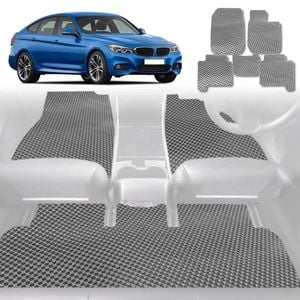 6D Diamond Car Floor Mats for BMW 3 Series 2011-2018-Full Set-Grey-Outback GT