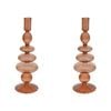 2PK Glass Bella 26.5cm Taper Stick Candle Holder - Chesnut