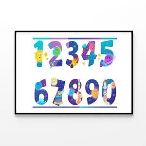 New (Laminated) Set of Numbers Space Educational Chart Picture Print 60x90cm Poster