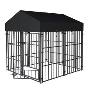 BingoPaw Outdoor Dog Kennel Heavy Duty Metal Cage with Waterproof Cover 127x120x165cm