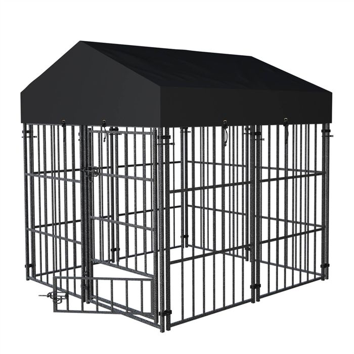 BingoPaw Outdoor Dog Kennel Heavy Duty Metal Cage with Waterproof Cover 127x120x165cm