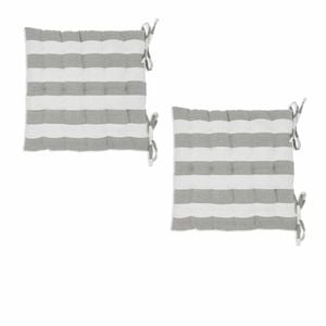 Rans Set Of 2 Alfresco Stripe Chair Cushion Pads 40 X 40 Cm Grey