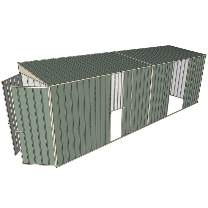 Build-a-Shed 1.5 x 6 x 2m Single and Double Sliding Side Door Skillion Shed - Green