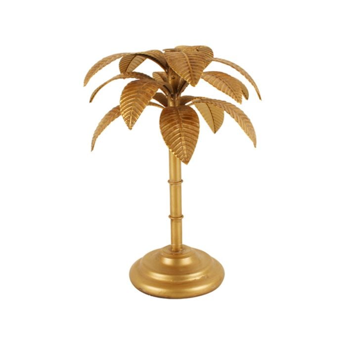 Maine & Crawford 39x25cm Brynne Palm Tree Candle Holder - Antique Gold