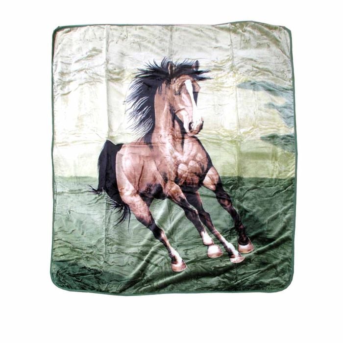 400gsm Soft 3d Animal Print Faux Mink Blanket Queen 200x240 Cm Dashing Horse