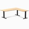Desky Fixed Height Bamboo L-shape Office Desk 1800x1750mm Matte Black Frame