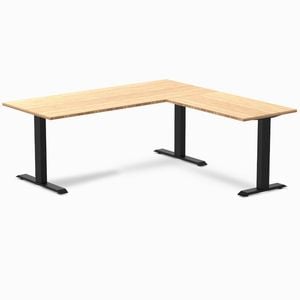 Desky Fixed Height Bamboo L-shape Office Desk 1800x1750mm Matte Black Frame