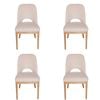 SK Designer Living | Pack of 4 | Maribel Upholstered Boucle Dining Chair | Natural Legs - Beige Bouclé