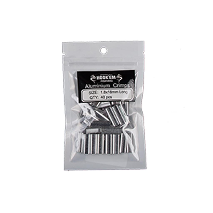 Hook'Em Aluminium Fishing Crimp 40 Pack 1.8mm x 18mm