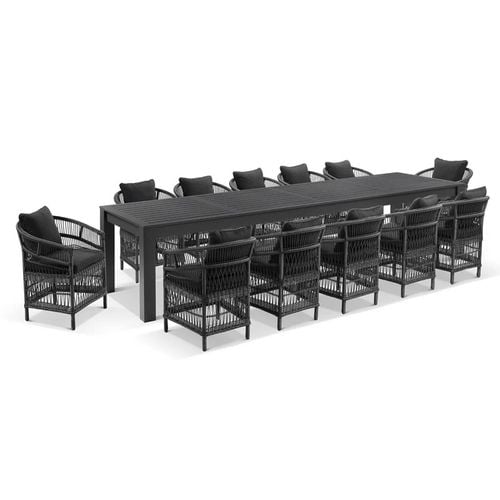 Santorini 3.55 Outdoor Rectangle Aluminium Dining Table with 12 Malawi