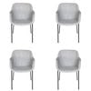 Sk designer living | pack of 4 | milan fabric dining chair - textured light grey